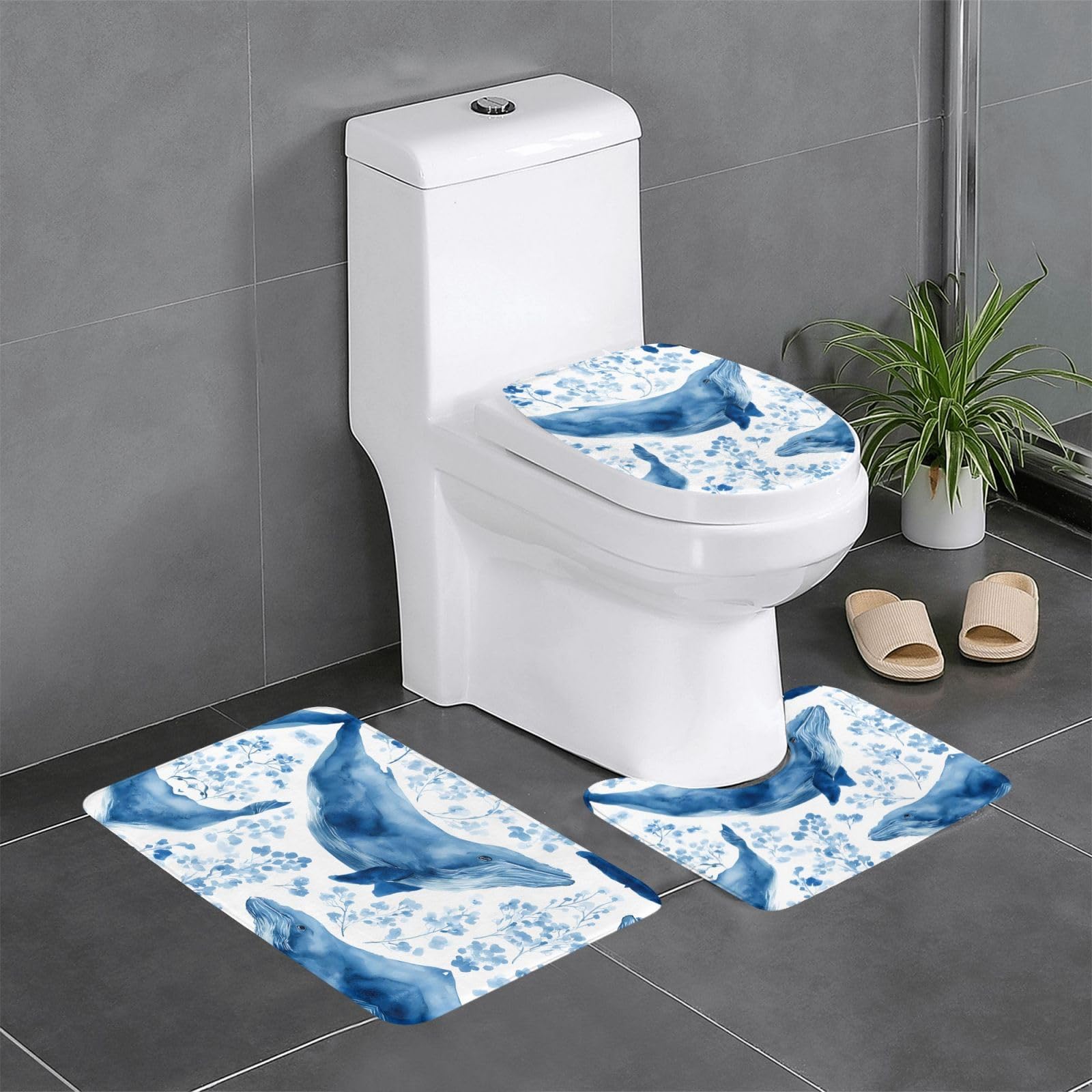 Tapis de salle de bain antidérapants aquarelle : lot de 3 tapis haut de gamme