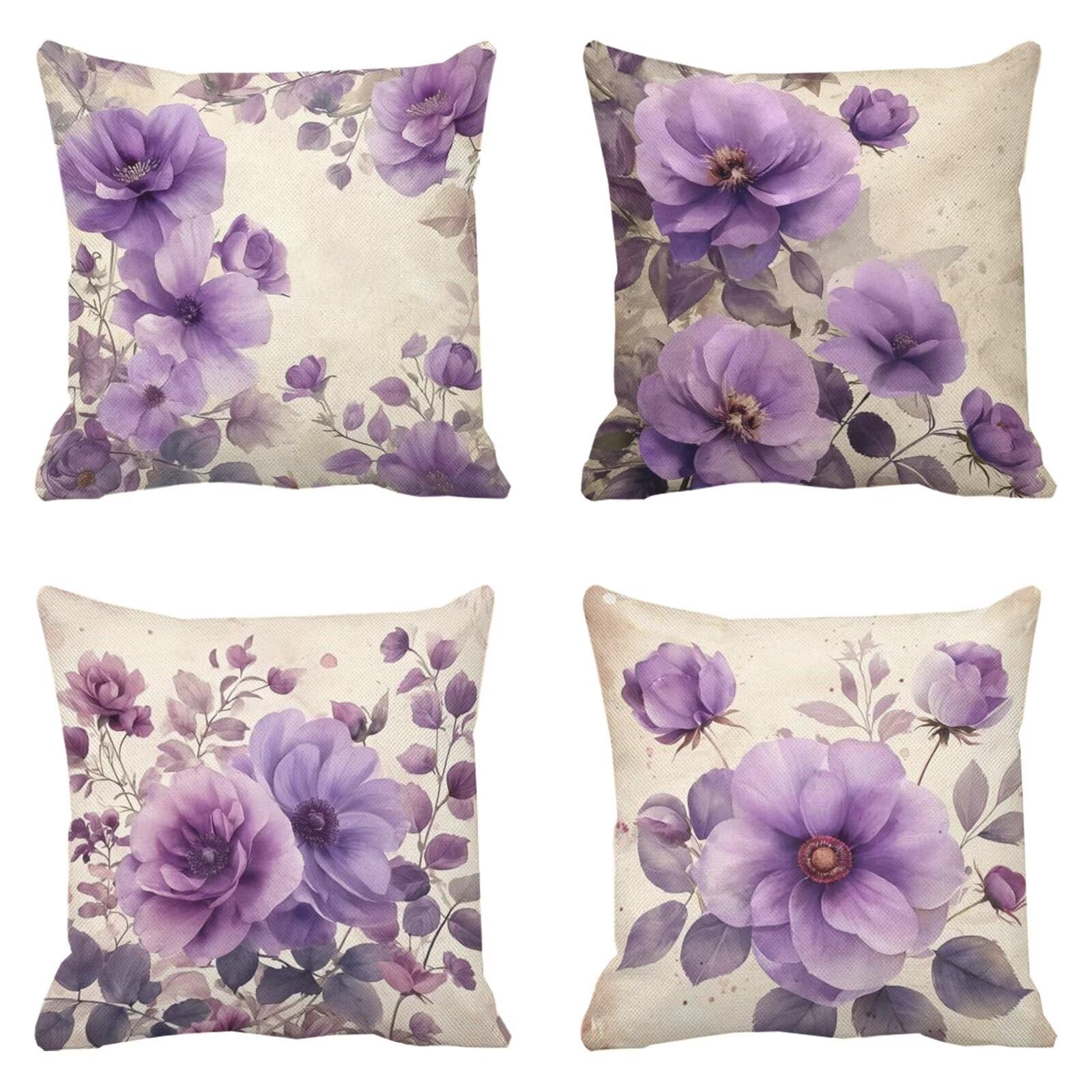 Coussin extérieur imperméable 65x65 violet résistant aux taches pour salon de jardin