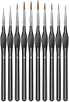 Vista 1 de Juego de 10 pinceles de pintura micro con asas triangulares, para acrílico, acuarela, manualidades, modelos