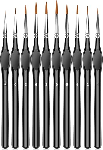 Pinceles de pintura en miniatura, 10 pinceles de punta redonda, juego de pinceles de pintura de microdetalle, mango triangular, pinceles de arte,