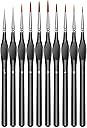 10Pcs Micro Paint Brushes Set with Triangular Handles - For Acrylic, Watercolor, Crafts, Models