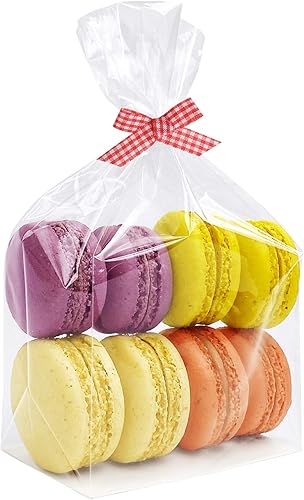 Yotelab Bolsas de celofán de fondo plano, 3 x 2 x 6.5 pulgadas, bolsas de celofán reforzado con inserto de papel, 100 unidades