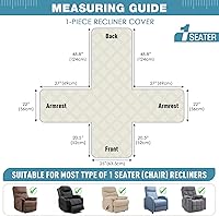 Vista 78 de TAOCOCO Funda impermeable para silla reclinable, antideslizante, de gran tamaño, para silla reclinable con bolsillo, funda para silla reclinable