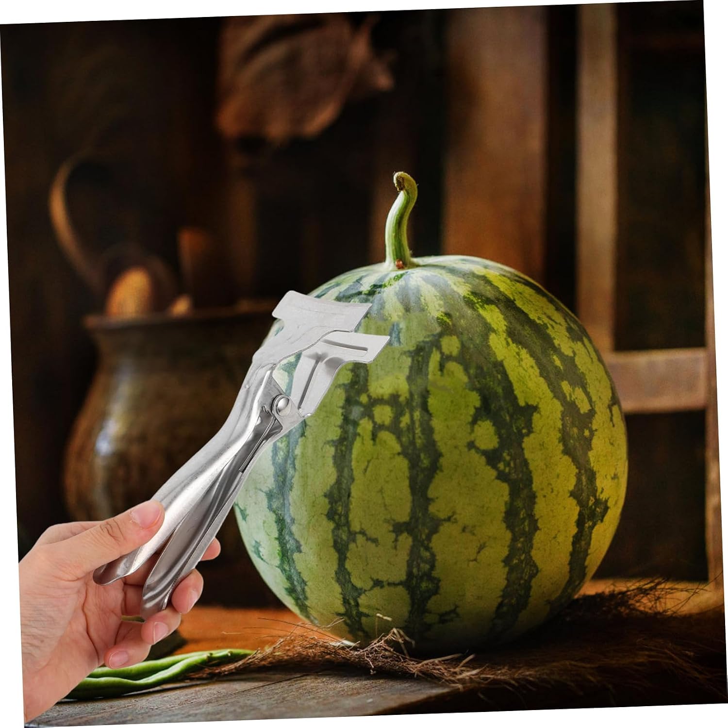 Watermelon Cutter Clamp for Precise Splitting, Stainless Steel Silver