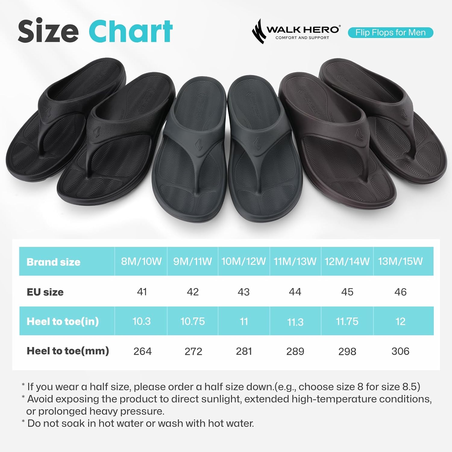 Mens Comfort Flip Flops,Arch Support Beach Sandals with Cushion & Non-Slip Sole Durable for Indoor Outdoor - Image 7