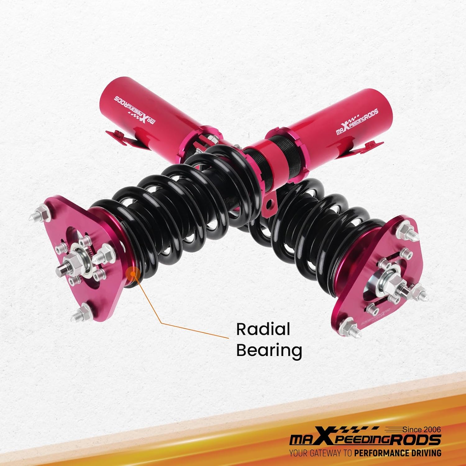 maXpeedingrods Coilovers for Toyota Celica 2000-2006 GT GTS ZZT230 ZZT231, Height Adjustable Coilovers Suspension Kits, Preset Damping Shock Absorber, Lowering Kit, Red