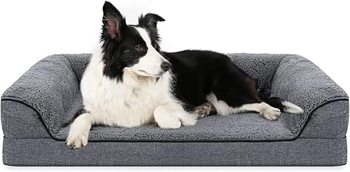 Sivomens Cama para perro, cama lavable para perros grandes, sofá ortopédico de espuma de 7 pulgadas de grosor con funda extraíble y parte inferior