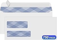 Vista 1 de Sobres de seguridad de doble ventana 750#9, sobres blancos autosellados PANDRI NO.9 diseñados para facturas y libros rápidos, declaraciones