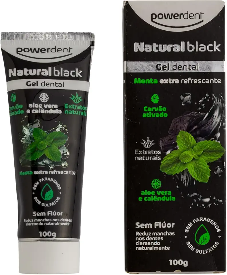 Powerdent - Gel Dental Natural Black Powerdent 100G S/Fluor Carvao Ativado
