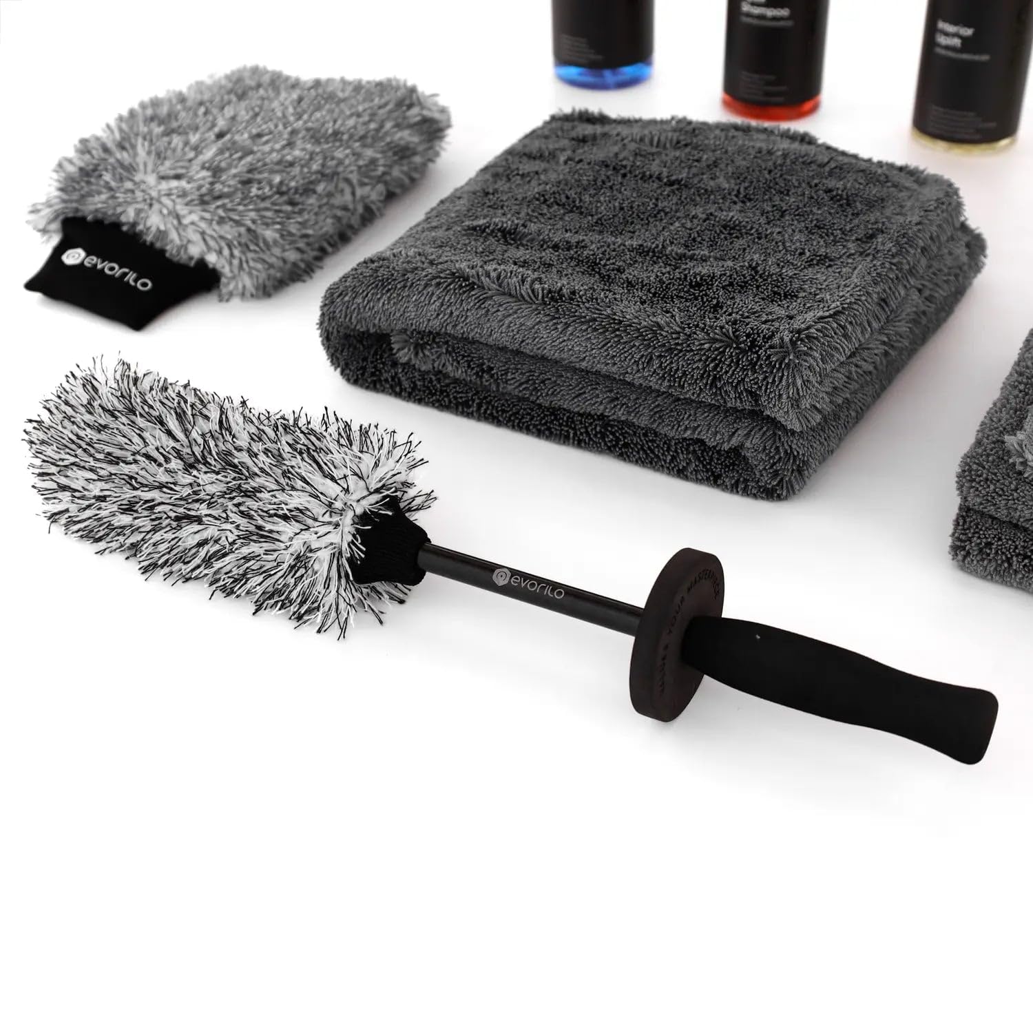 Autopflege-Set Plus 9-teilig – Premium-Grundausstattung für Fahrzeugwäsche, Felgen & Innenraum – inkl. Mikrofasern, Waschhandschuh, Trockentuch & Felgenbürste