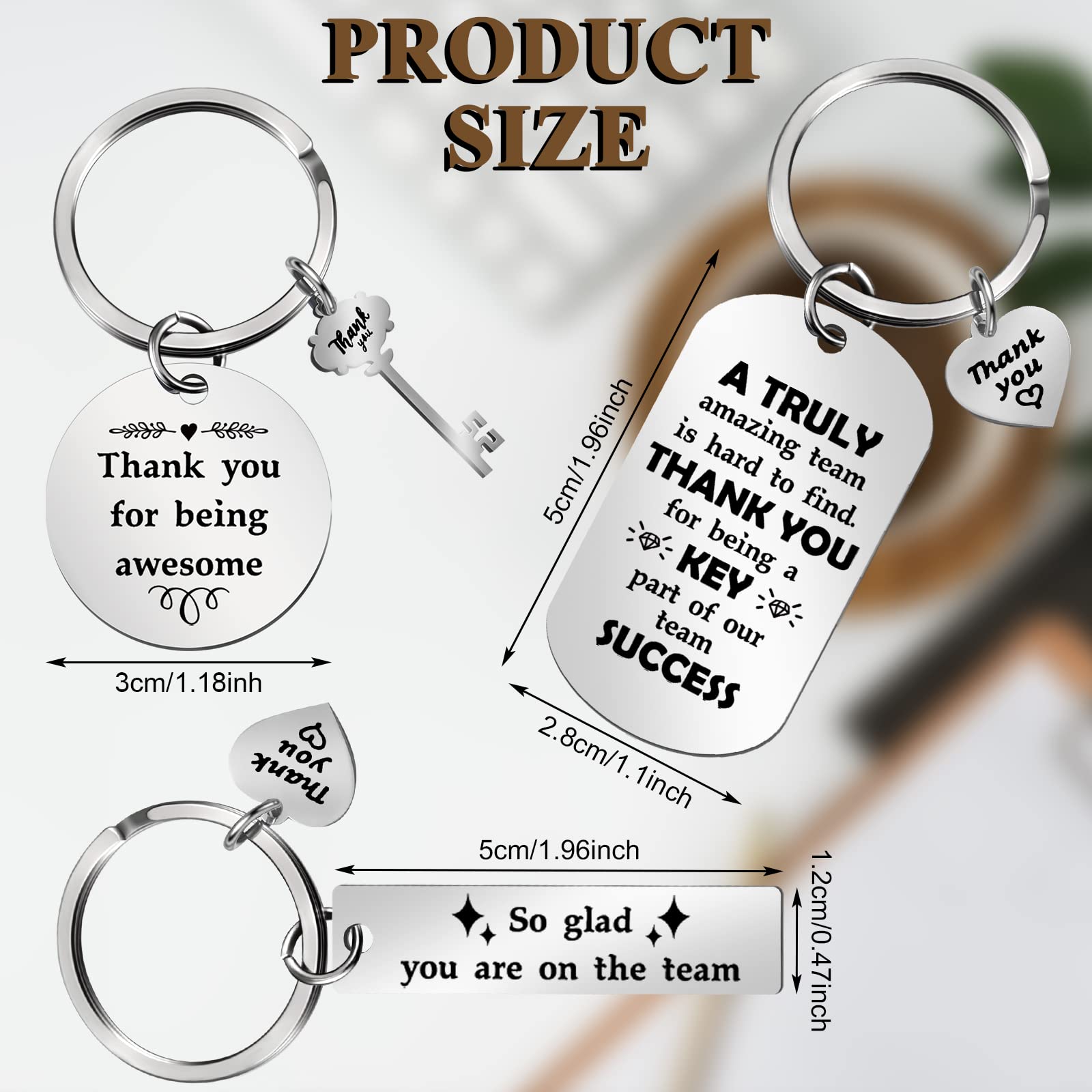 Kathfly 12 Pcs Employee Appreciation Gifts for Coworker Thank You Keychain Bulk for Teacher Nurse Staff Volunteer