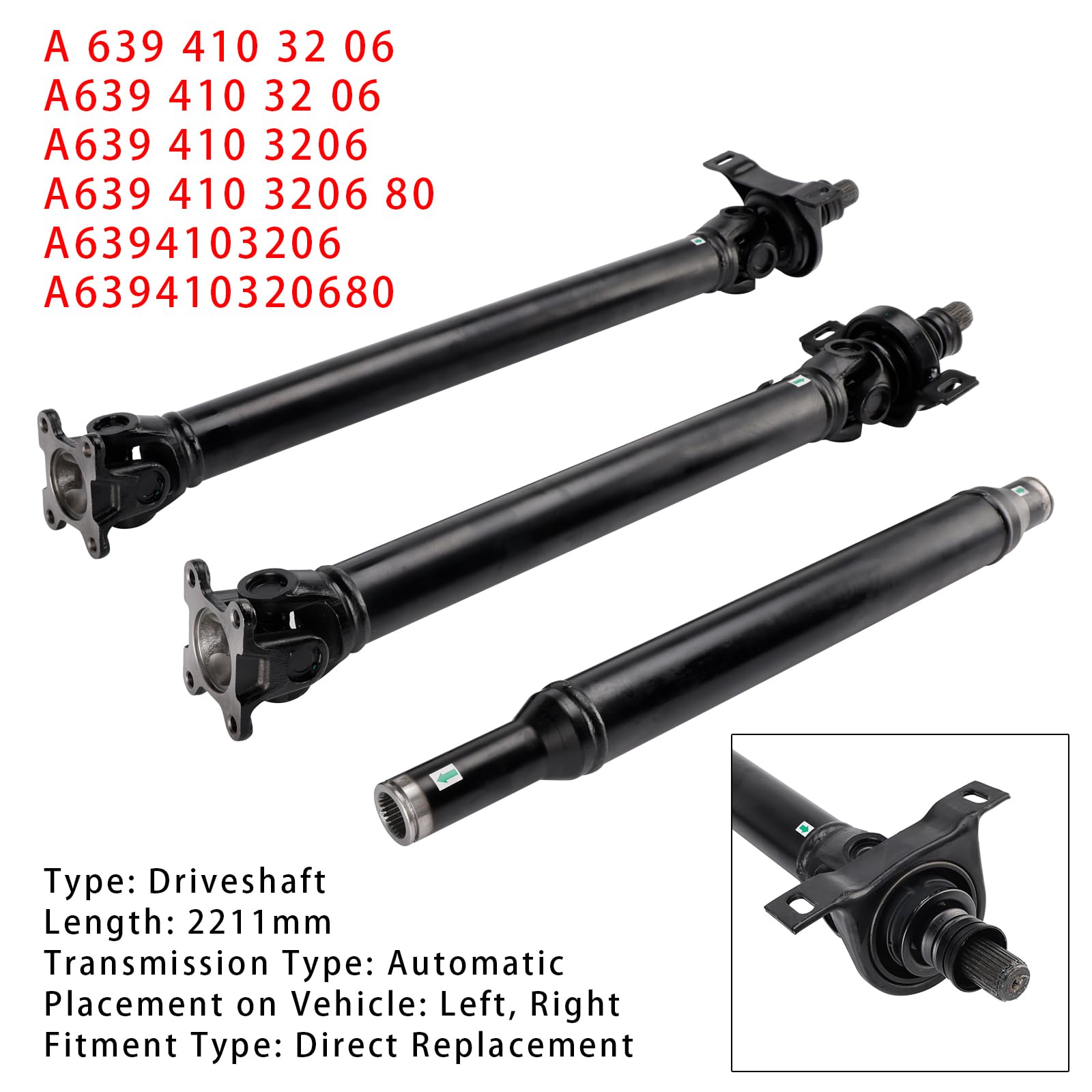 Topteng Propshaft Drive Shaft 2211mm Length 6394103206 Apto para Mercedes Viano Vito Bus W639