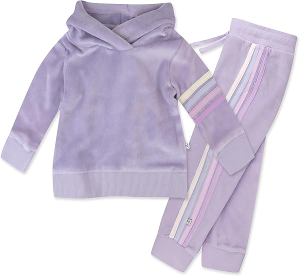 HonestBaby Velour Pullover Hoodie and Zip Front Sweatshirt and Jogger…