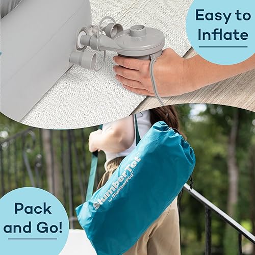 Miniatura 6 de SlumberPod SlumberTot - Cama inflable de viaje para niños pequeños, colchón de aire portátil para niños con parachoques de seguridad, tamaño