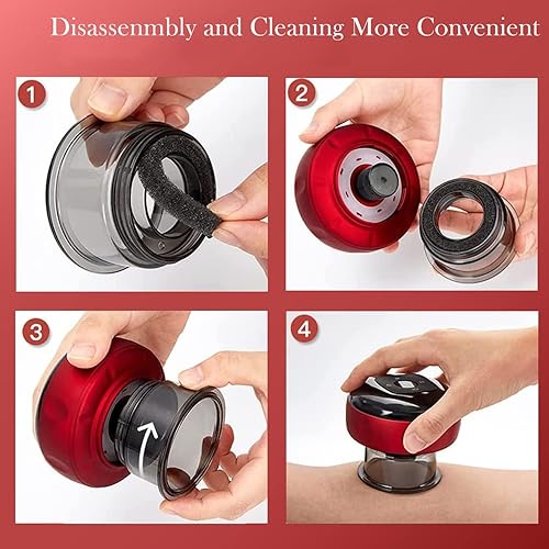 Miniatura 7 de Masajeador de ventosas eléctrico, 4 en 1 inteligente con 6 niveles de temperatura y succión, juego de terapia de ventosas recargable con terapia de