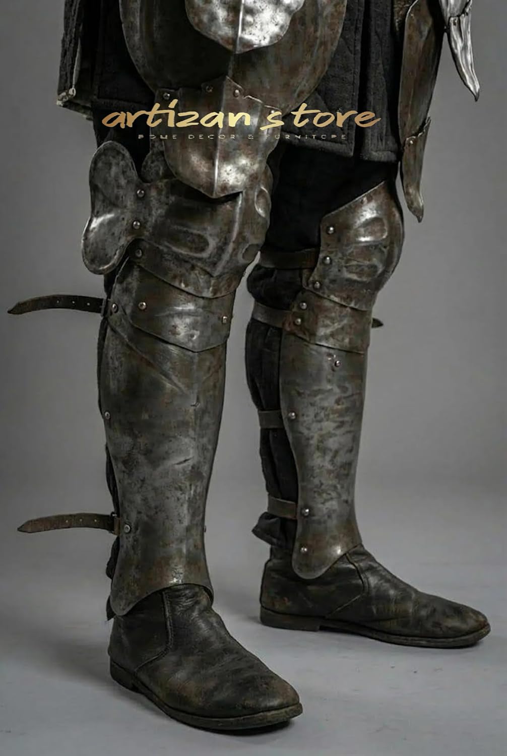 ARTIZANSTORE Medieval Fantasy Knight Armor – Full Rusting Polished Steel LARP Costume | Warrior Cosplay Armor for Men | Renaissance & Halloween Outfit