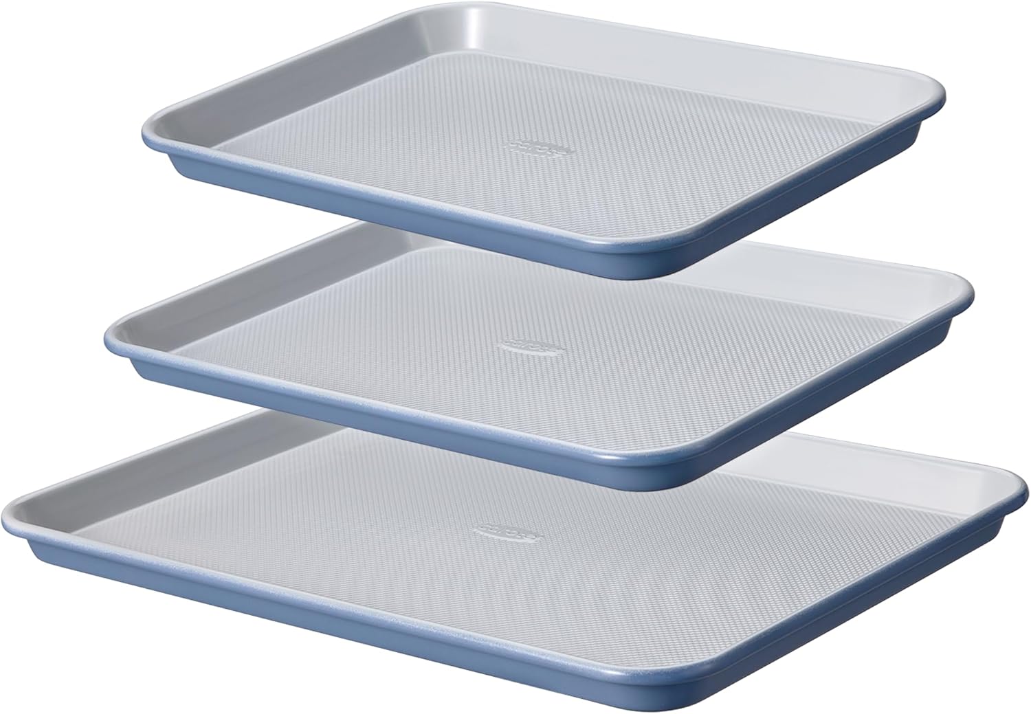 CAROTE 3-Piece Baking Pan Set – Bakeware Set, Baking Sheet Set Including 13 Inch 15 Inch 17 Inch Sheet Pan, Cookie Sheet for Baking, Royal Violet, Blue & Grey