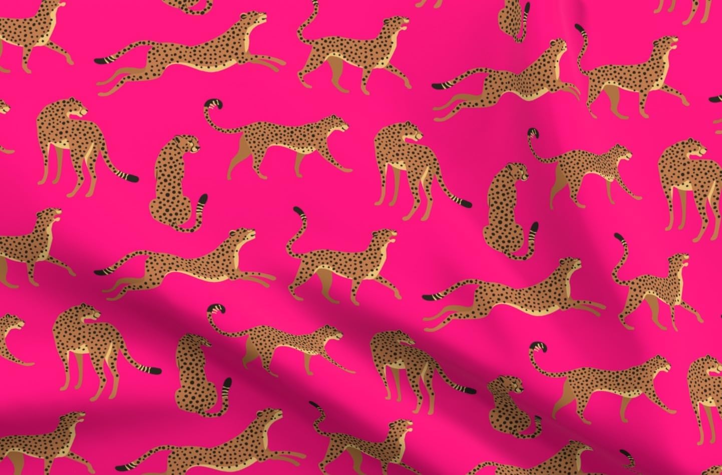 Spoonflower Fabric - Pink Cheetah African Big Cat Hot Maximalist Animal Animals Jungle Printed on Minky Fabric by The Yard - Sewing Baby Blankets Quilt Backing Plush