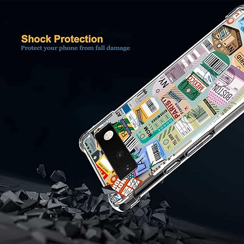 Miniatura 2 de Compatible con Google Pixel 6 Pro Label Case, Retro Travel Flight Ticket Label Baggage Tag Graphic para Google Case Girls Men Soft TPU Elegante