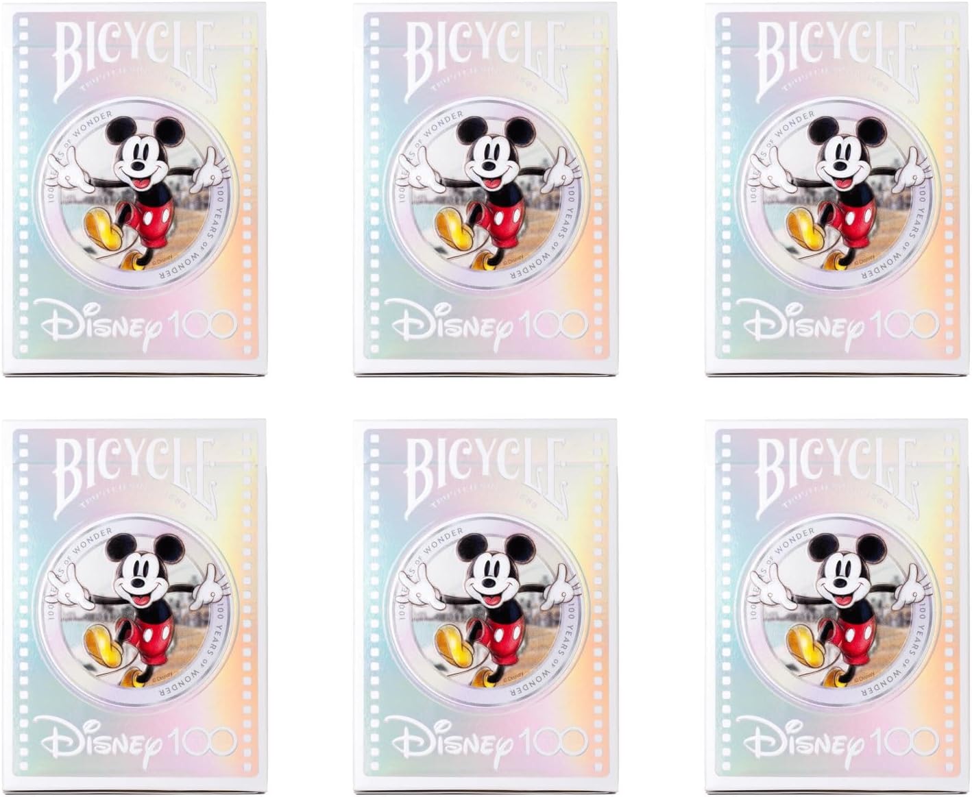 Bicycle Disney 100 Year Anniversary Playing Cards - 6 Pack of Playing Cards - Features 20+ Iconic Disney Characters
