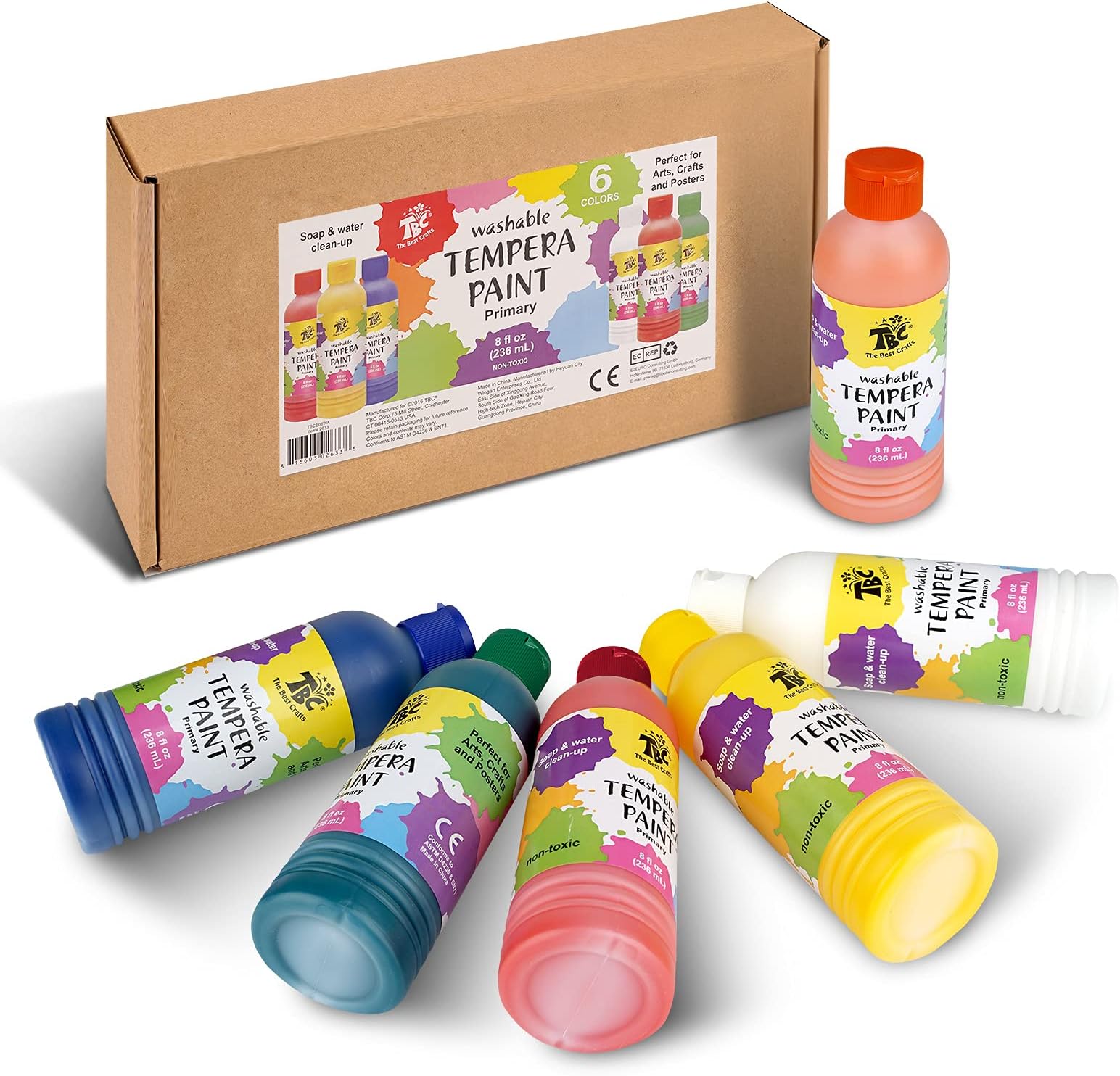 TBC Tempera Paint Set Washable Paint for Kids Safe Nontoxic Poster