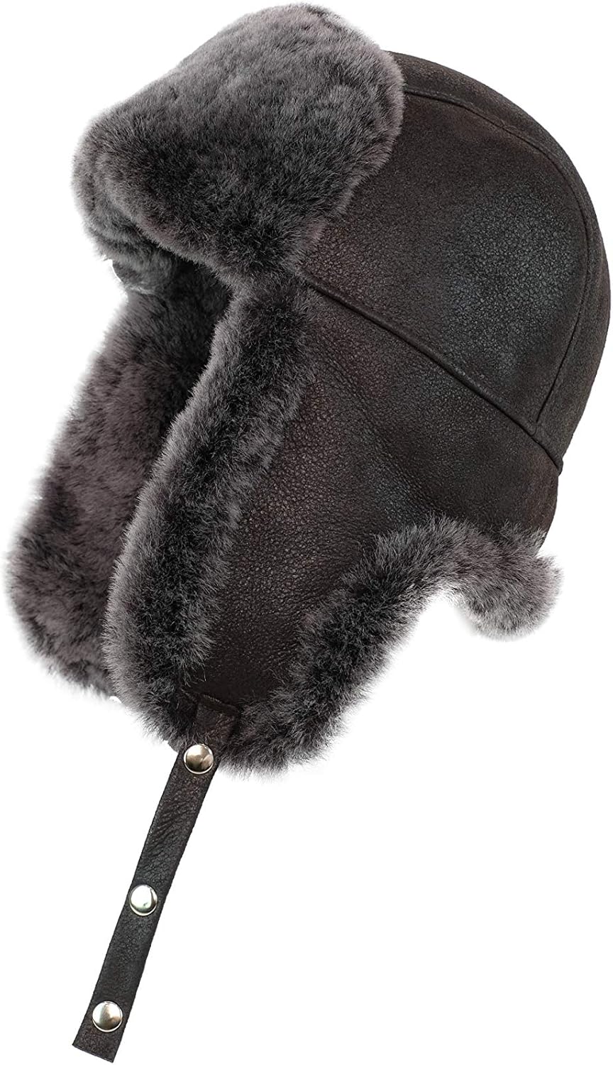 Ushanka Trapper Fur Hat I Sheepskin Leather Russian Hat I Aviator Winter Hat for Men & Women