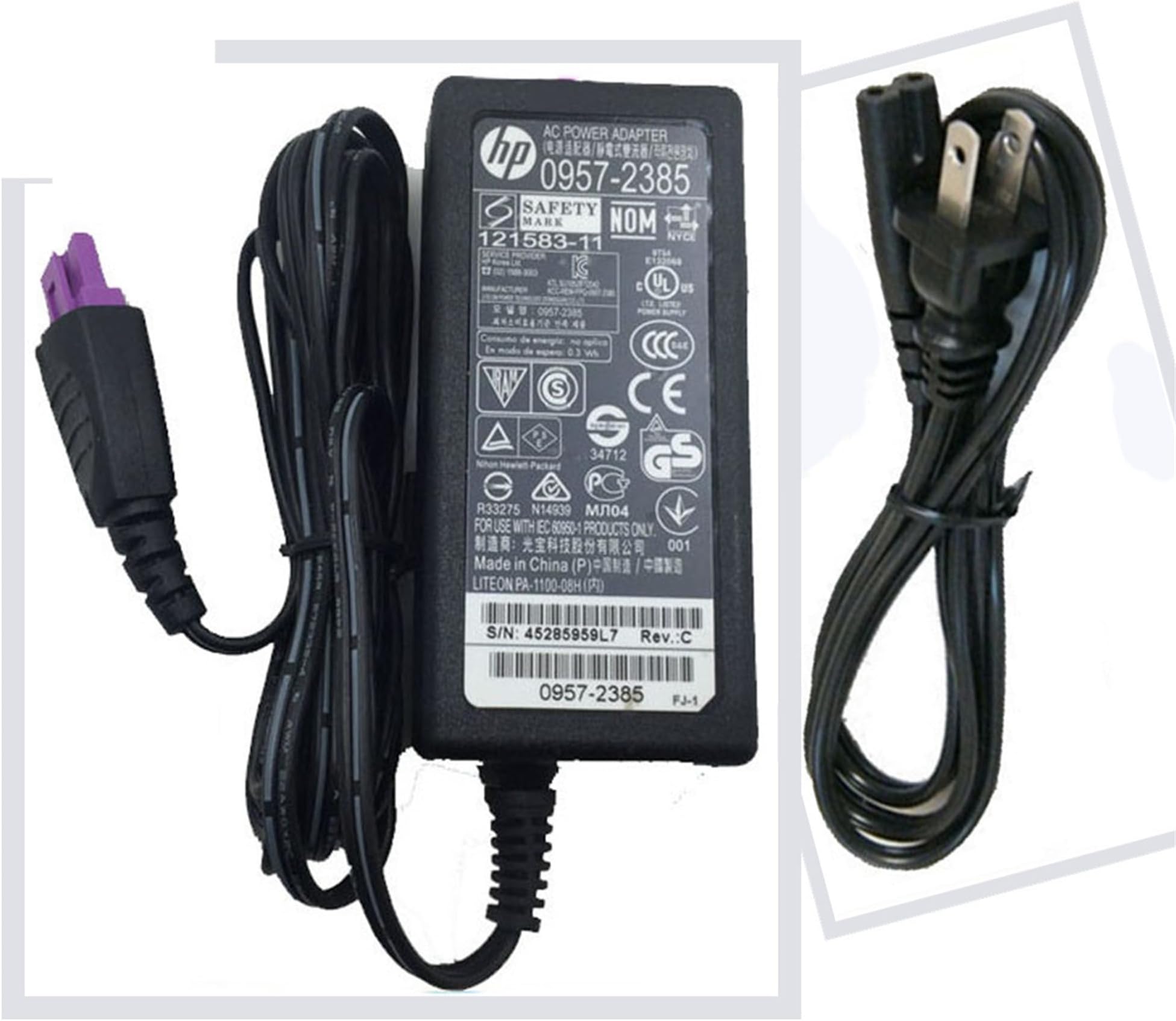 Power Adapter Supply Cord for HP 0957-2403 0957-2385 Printer HP Deskjet 1010 1012 1510 1512 1514 1518 2515 2540 2542 2544 2548 HP Officejet 2620 with Power Cord