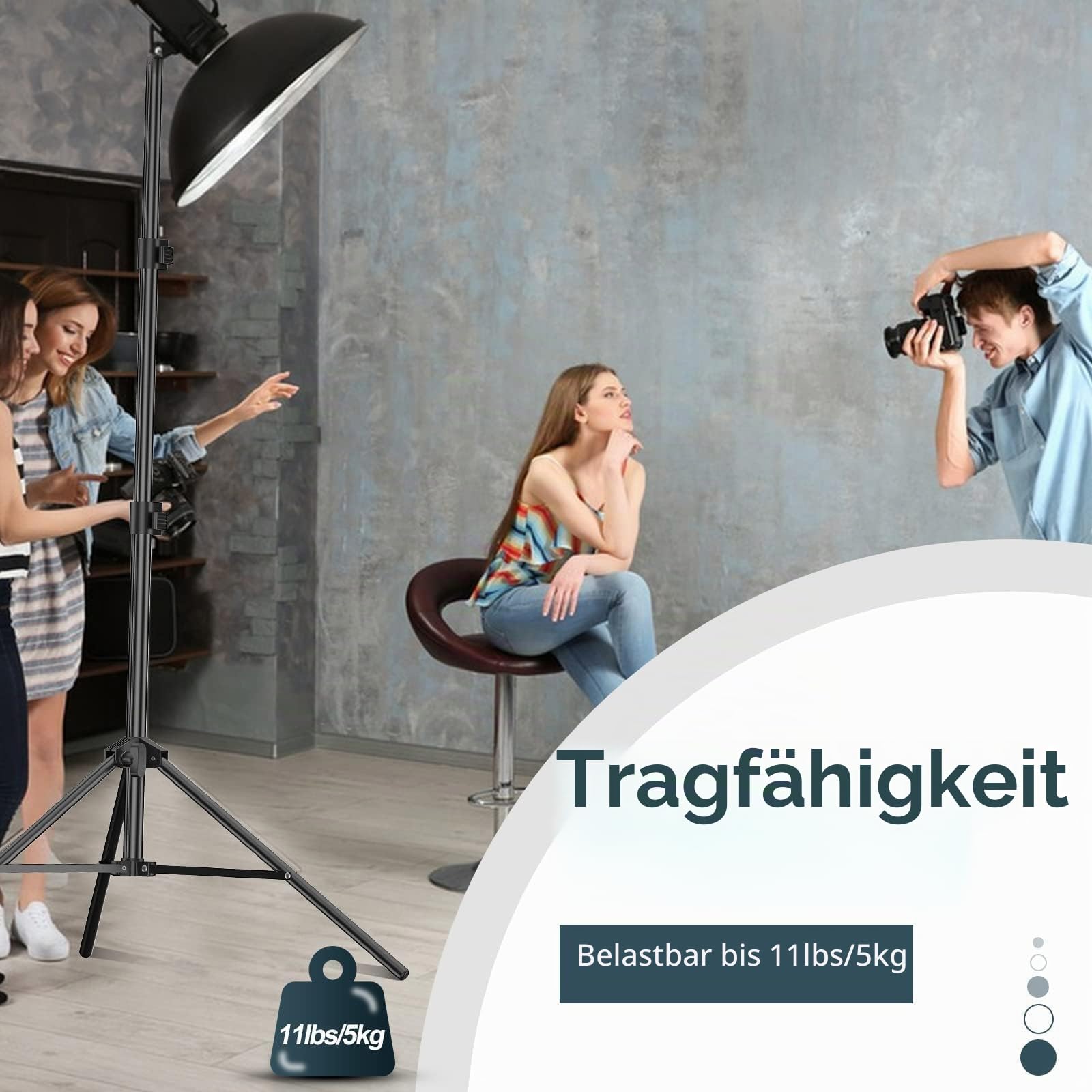 EMART 210cm Lichtstativ Stabil Lampenstativ Aluminium-Stativständer Licht Stativ tragbares Beleuchtungsstativ 5 kg Traglast, 1/4 Zoll Schraube Light Stand für Studio Kits, Softbox-2 Stück