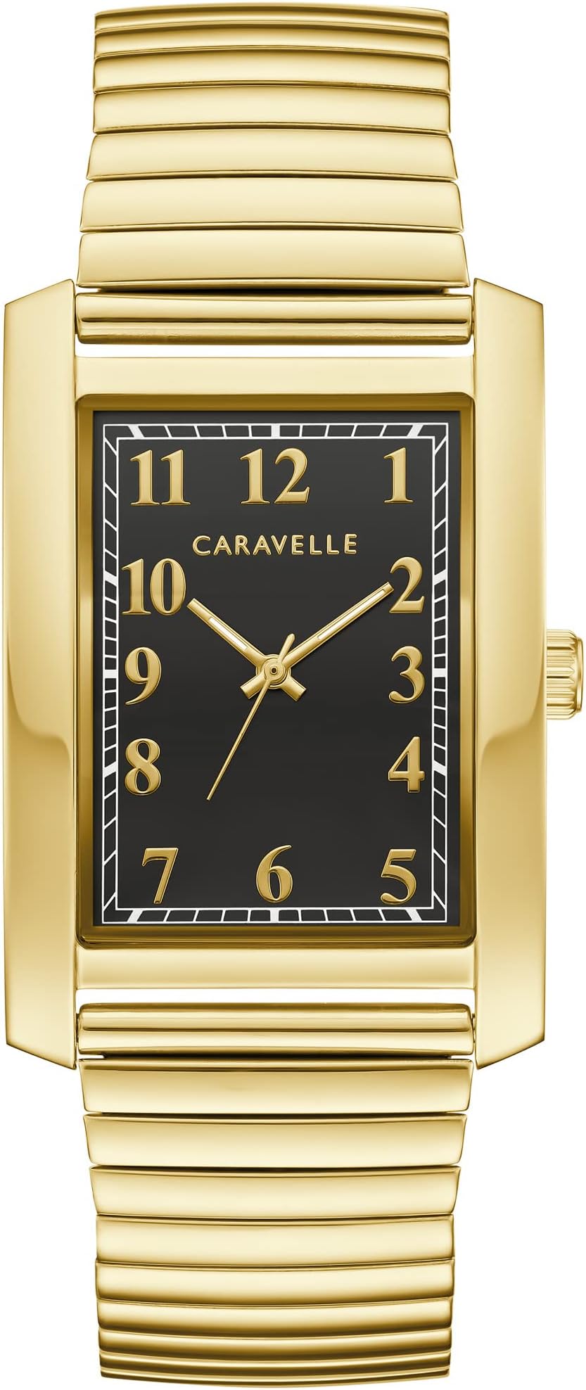 Men's Classic Dress 3-Hand Quartz Expansion Band Watch, Rectangle Case, Curved Mineral Crystal