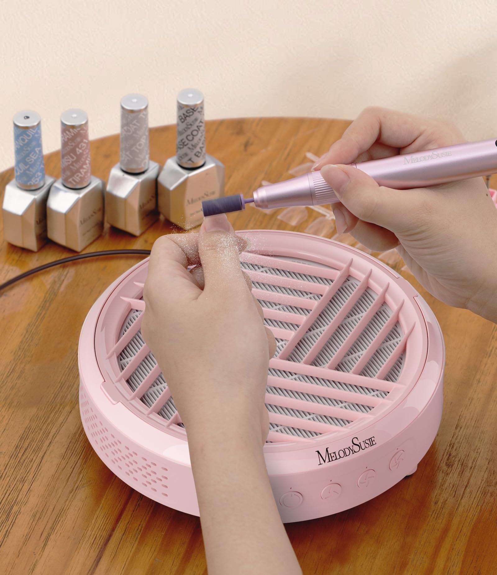 MelodySusie Staubabsaugung für Nägel, HPro Kompaktes Vakuum Professionell Nagelstaubsauger mit Filter, Saugstarke Leistungsstarke Nagelstaubabsaugung für Maniküre im Salon und zu Hause (Rosa)
