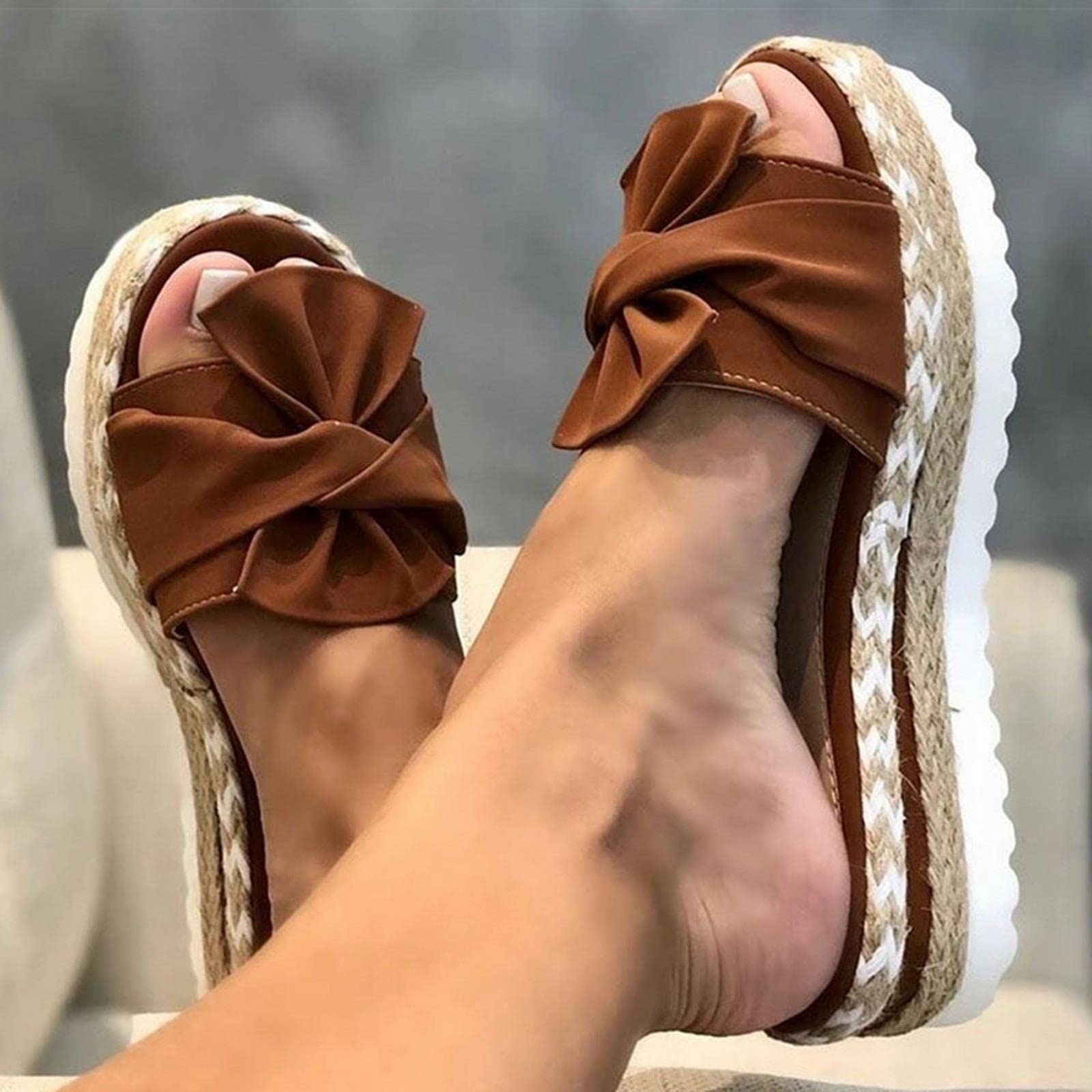 MOGSA Pantuflas de verano para mujer, sandalias de tacón con cuñas, zapatos para mujer, sandalias de plataforma de verano