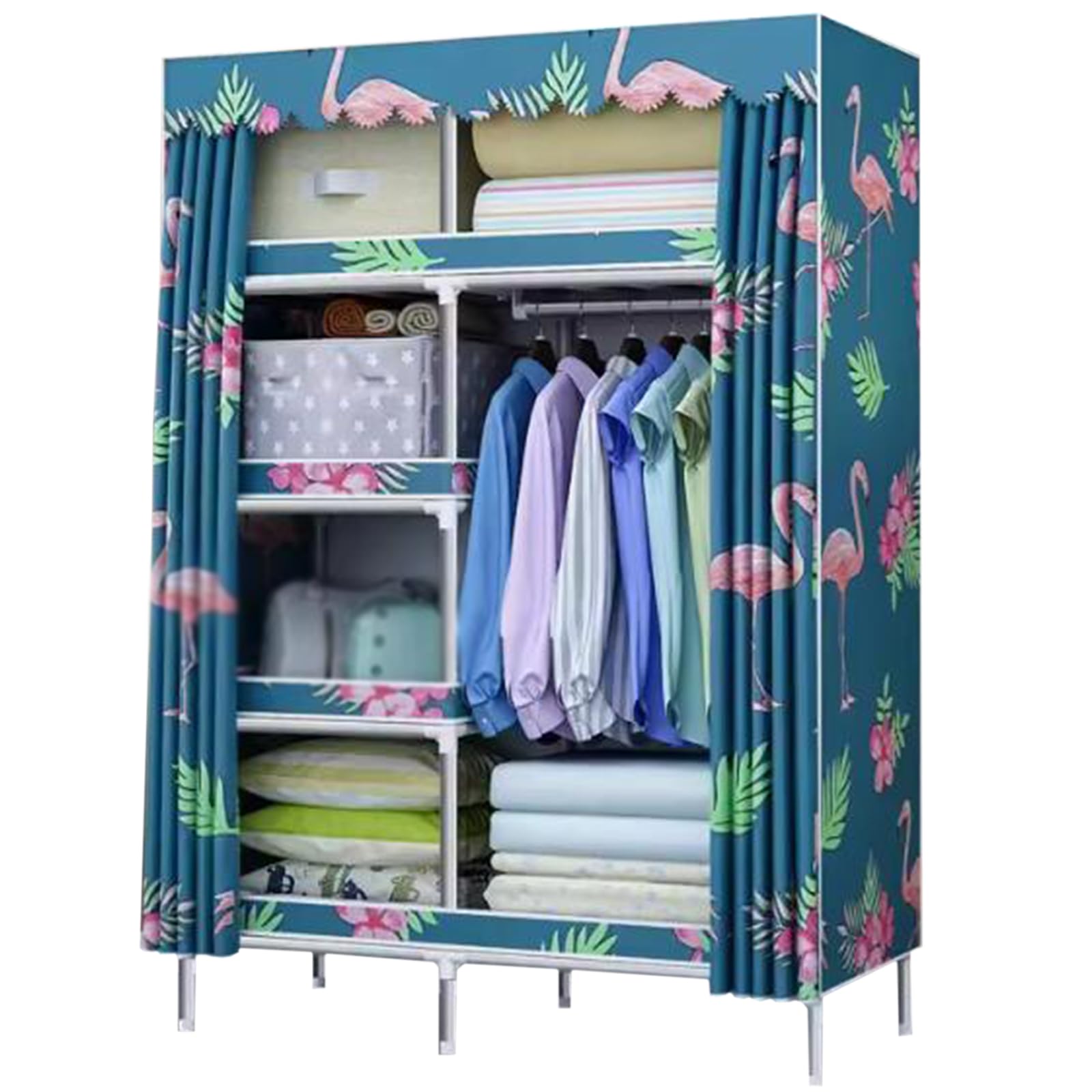 数量限定】クローゼット 高品質 ワードローブ カバー付き キャスター付 スチールラック メタル スリム 省スペース ハンガーラック幅92×奥行46×高さ173cm  おしゃれ 頑丈 ハンガーかけ コートハンガー 洋服収納 (グレー) AZAKBL ハンガーラック幅92×奥行46×高さ173cm ワード ... 調節可能なクローゼット棚オーガナイザー家庭用ワードローブ用実用的な金属製収納ラック省スペースソリューションワードローブ棚オーガナイザ