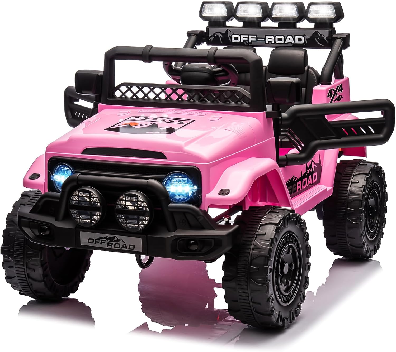 Kids Ride On Truck Car 12V, Electric Vehicles with Remote Control, Led Lights, Spring Suspension, Music & Horn, 3 Speeds