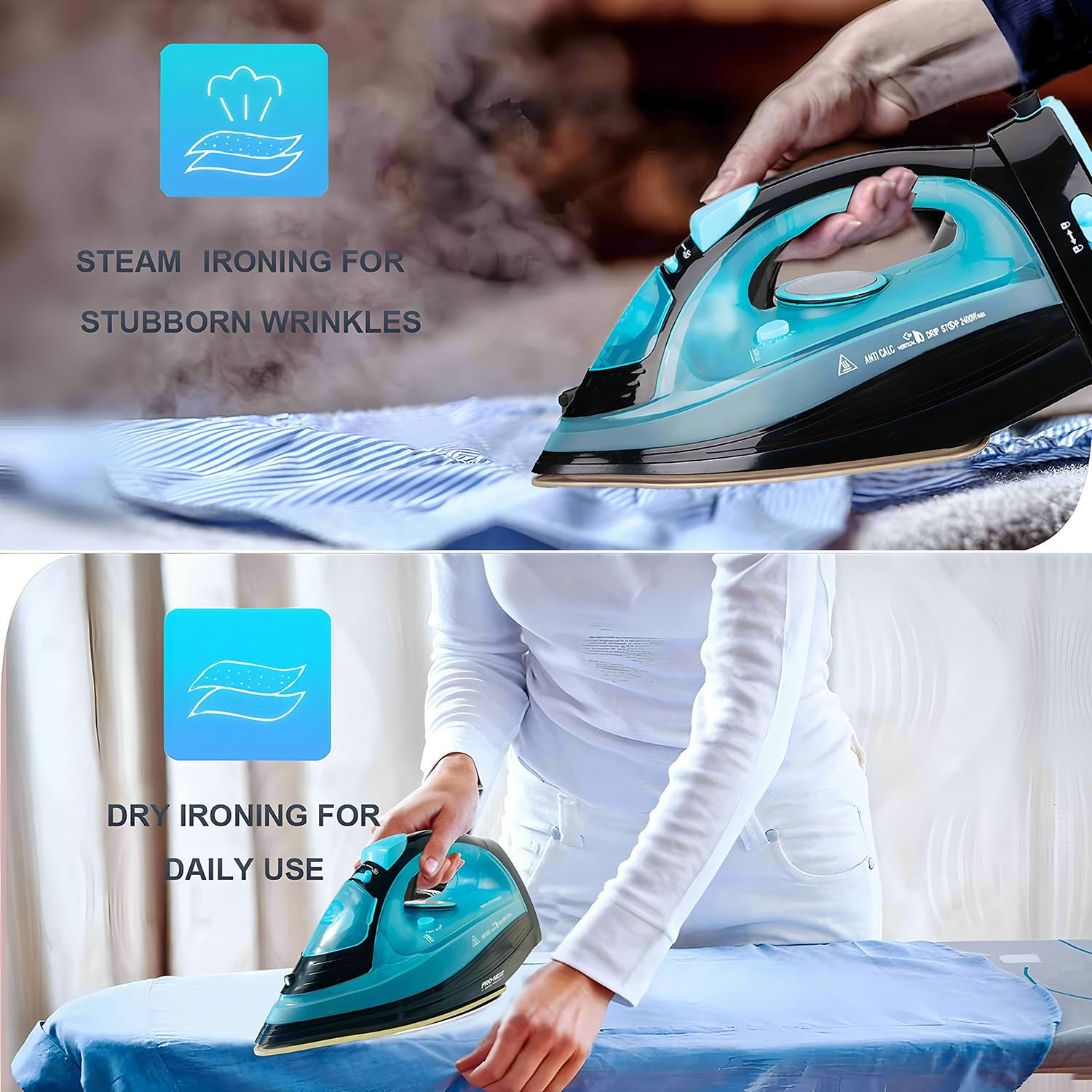 Plancha de vapor, plancha de vapor de 2400 W, plancha inalámbrica Powersteam Ultra, suela de cerámica, función de autolimpieza y pulverización de agua, antigoteo, plancha de vapor, apagado automático