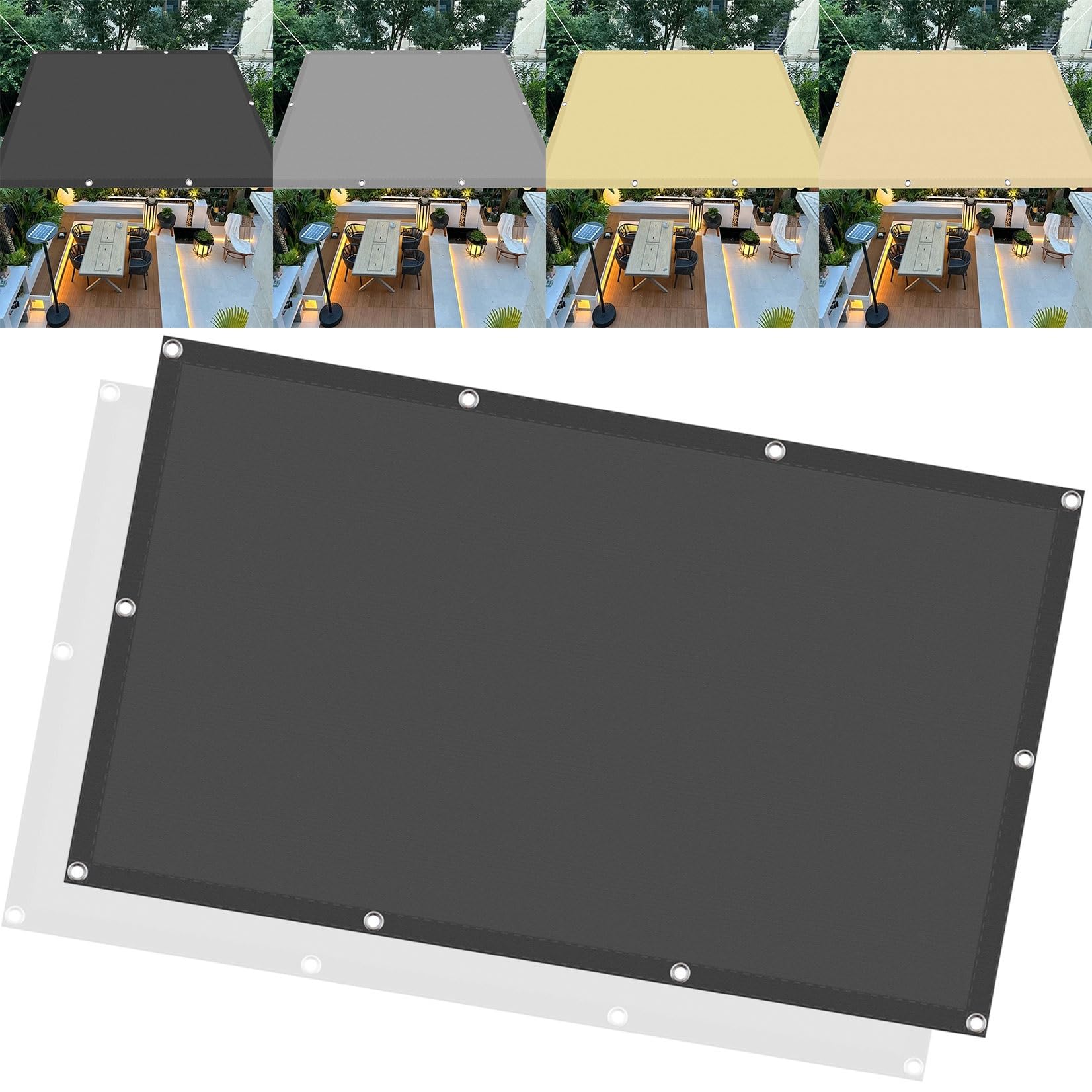 Voile d'ombrage anti-UV rectangulaire et étanche pour grand patio