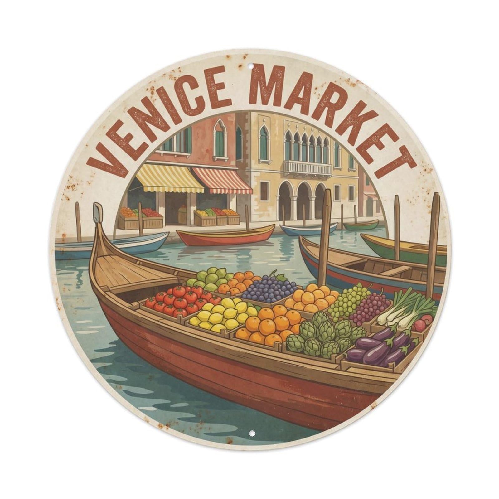 Vintage Travel Venetian Waterway Destination Metal Tin Sign