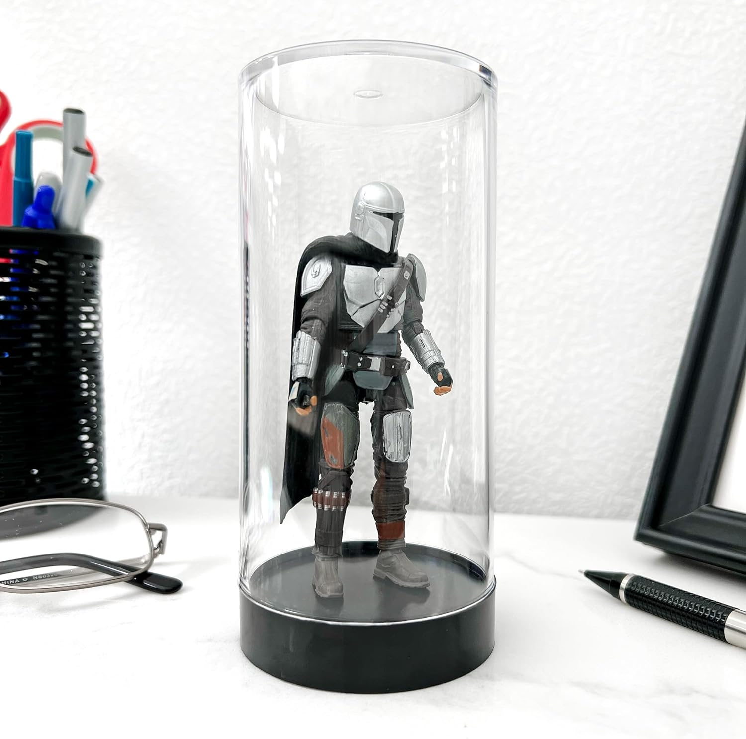 Protech CC-5 Round Storage / Display Acrylic Action Figure Display Case with Black Base, 2.25" W x 4.75" H x 2.25" D, 10-Pack