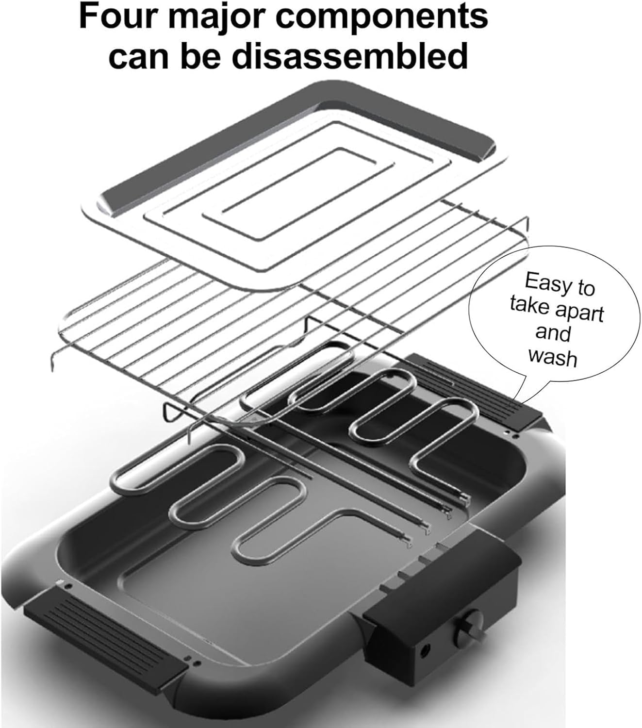 Electric BBQ Grill 2000W Smokeless Non-Stick Table Top Griddle with Removable Drip Tray, 7 Adjustable Temperature Levels, Easy to Clean for Family Dinners and Parties