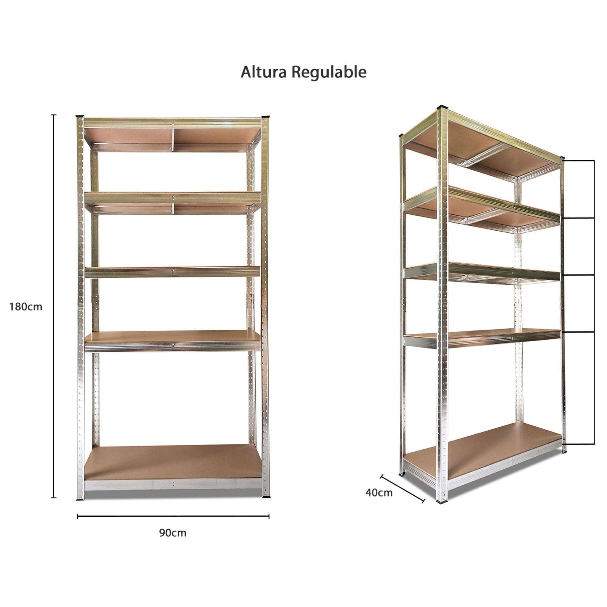 Nyana Home | Estantería Metálica Galvanizada 875kg | 5 Baldas | Medidas 180 x 90 x 40cm | Garaje Oficina Despensa