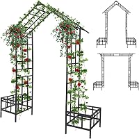 Kalolary 2.5m Kerti Pergola Virágládákkal, Állítható Fém Kletterrács Futó Növényekhez 1