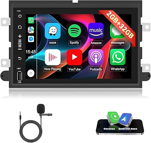 EWLSAC Android 11 Estéreo de coche doble DIN con CarPlay Android Auto para Ford F250 2004-2014 7 pulgadas pantalla táctil receptor de audio de