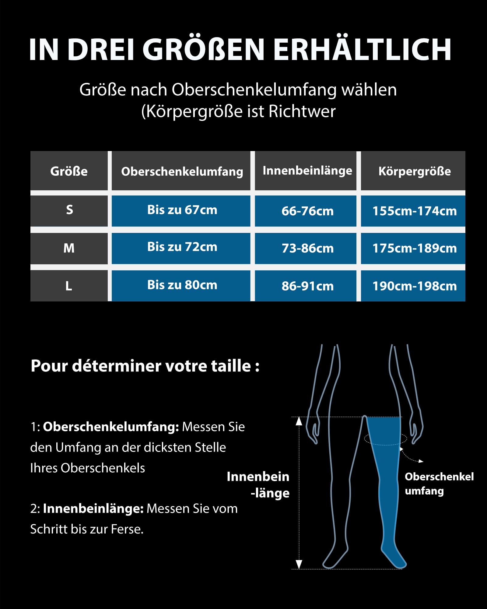 FIT KING Kabellose Beinmassagegerät, Massagegerät für Beine Kompressions Manschetten für die Beine zur Entspannung und Tiefenentspannung nach dem Sport (Mittel)