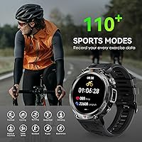 Vista 4 de Reloj inteligente militar para hombre con linterna LED, 1.45 pulgadas HD resistente reloj inteligente táctico al aire libre