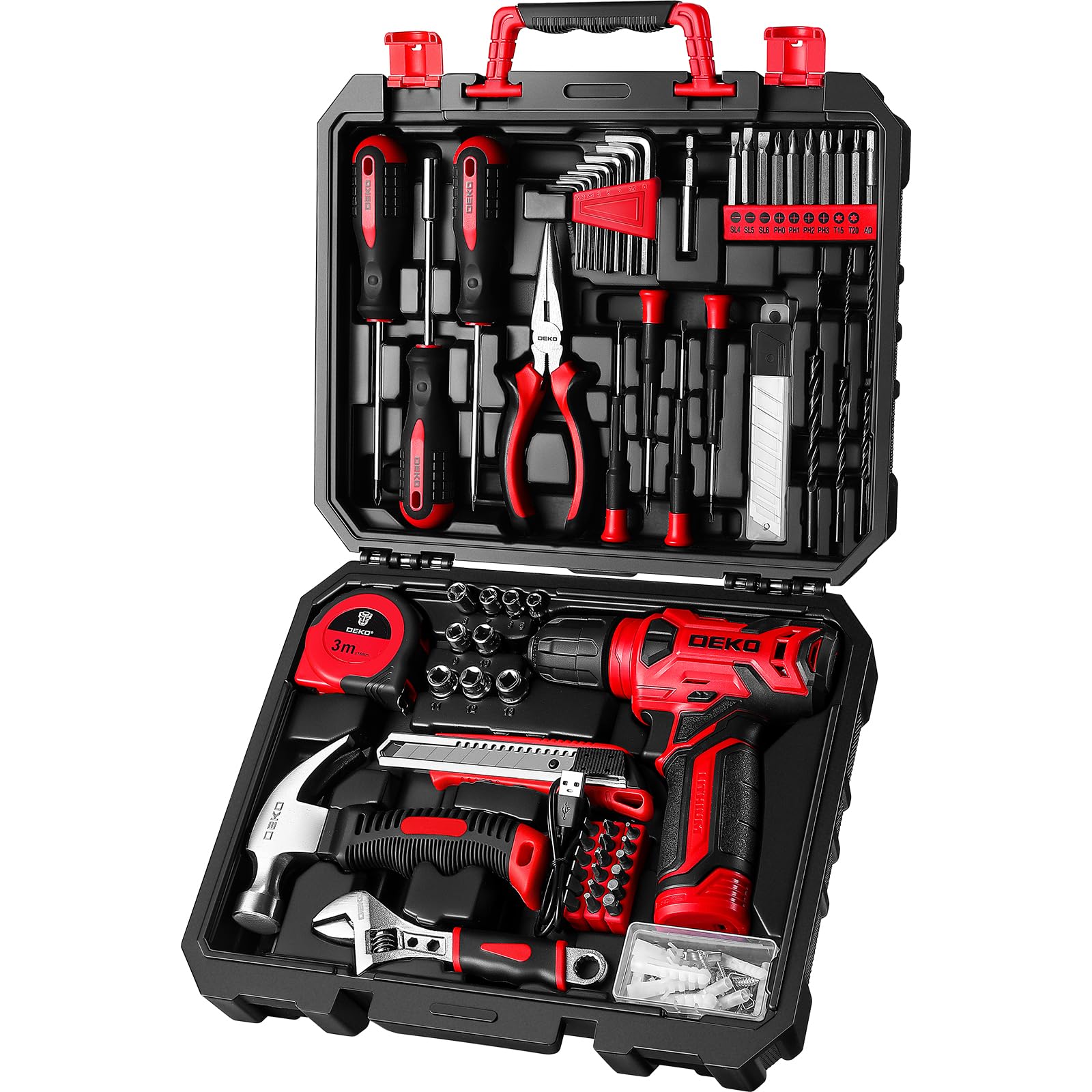Amazon | 【8V電動ドリル付き】 工具セット 126点組 ピンク ホーム 