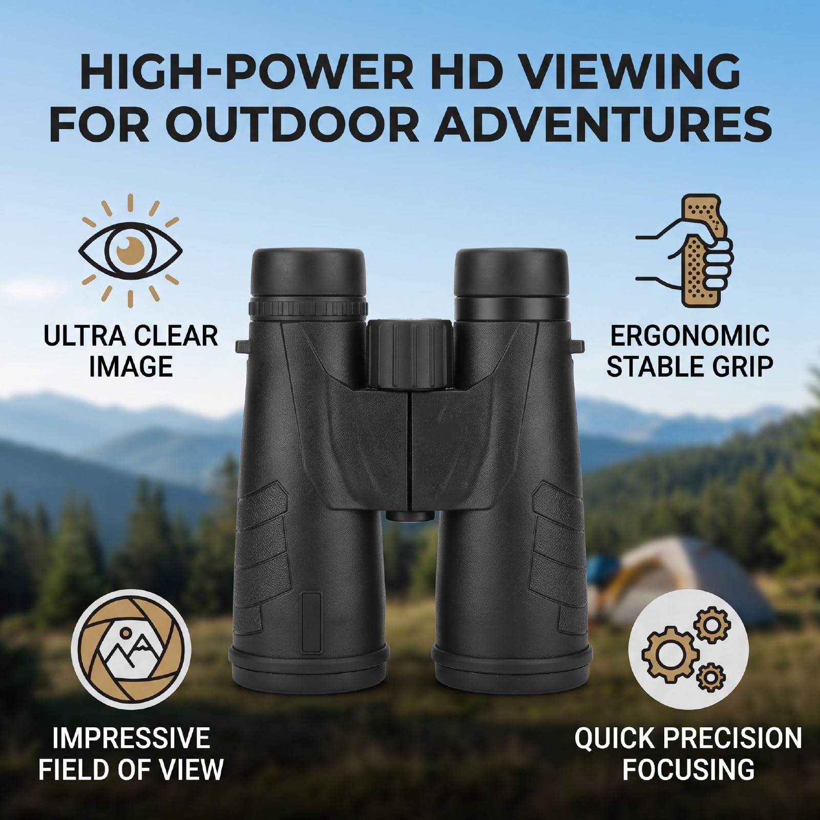 Binocolo 12x50, HD con Lente Multistrato per Campeggio