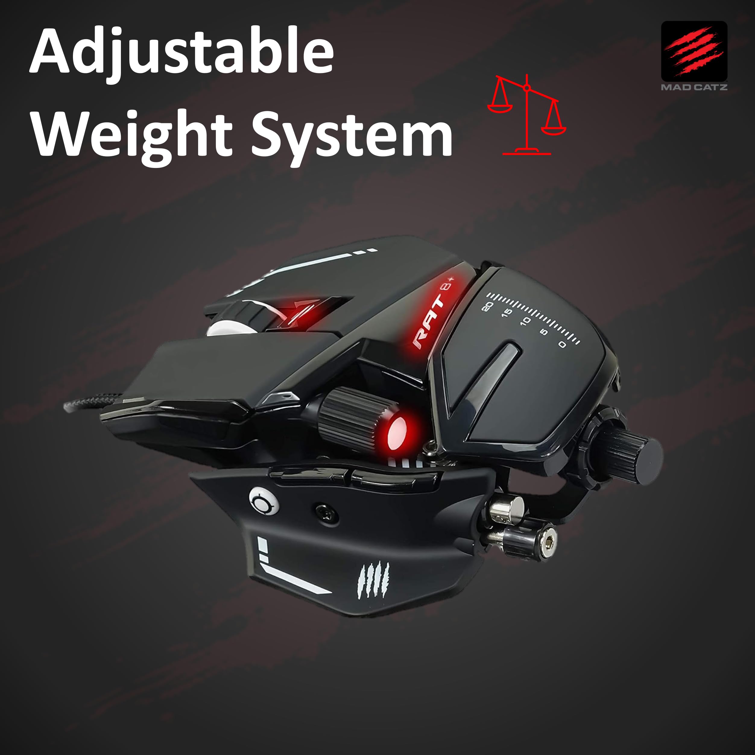 MAD CATZ R.A.T. 8+ Gaming-Maus USB PixArt PMW3389 16.000 DPI RGB-Beleuchtung Ergonomisch