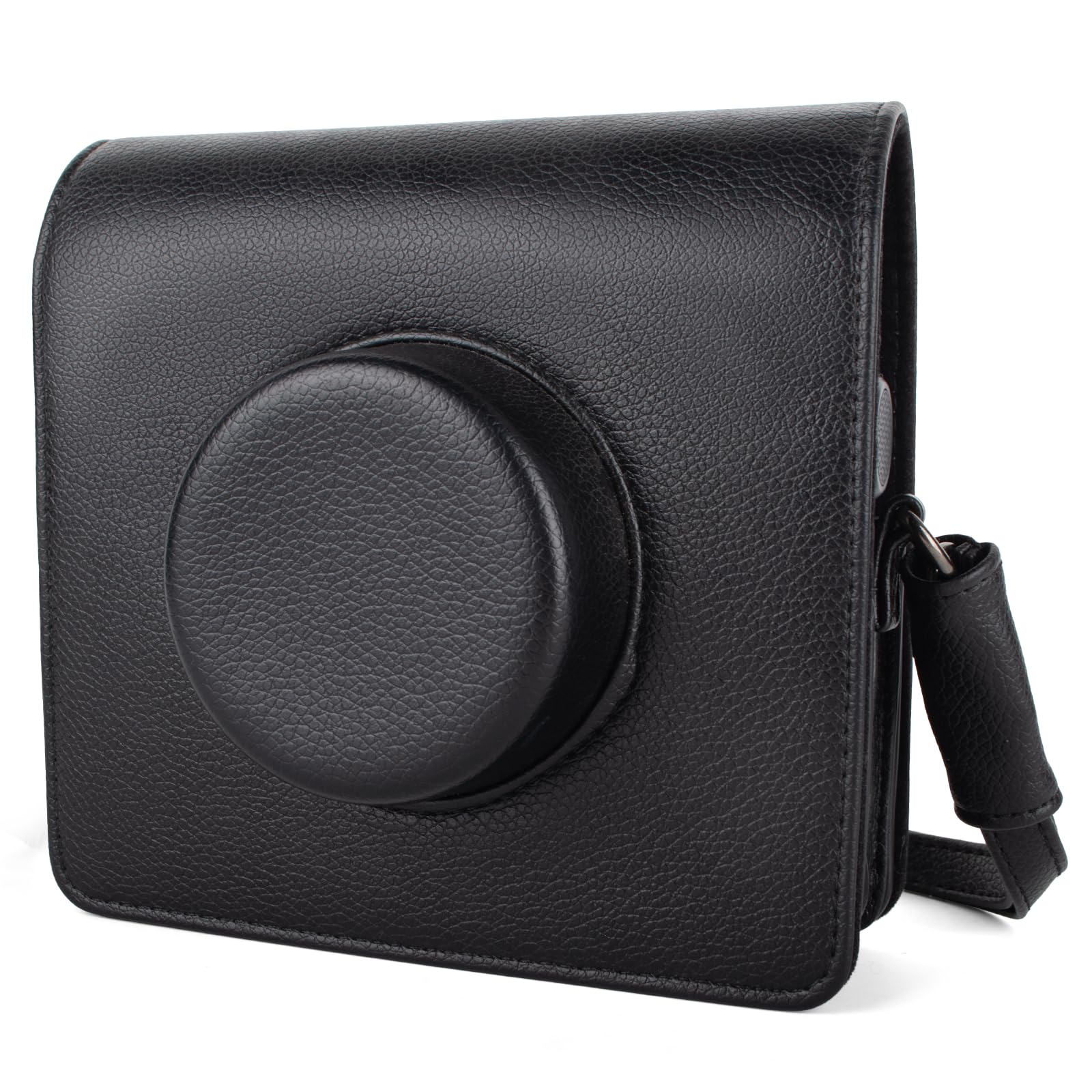 Custodia Instax Wide EVO, cover protettiva compatibile con la fotocamera istantanea ibrida Fujifilm Instax Wide EVO, custodia in pelle PU con tracolla regolabile - Nero retrò