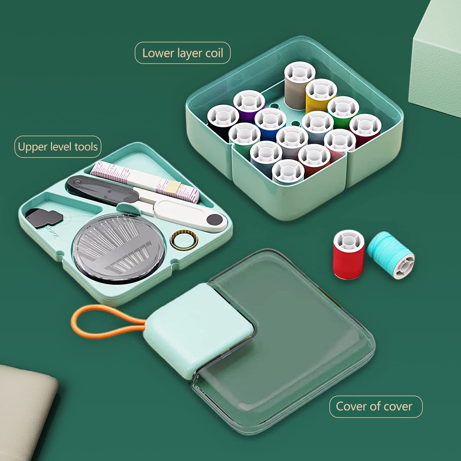 Kit da cucito, accessori portatili per aghi e fili, forniture per custodia da viaggio, kit di base per cucire a mano con bottoni per un facile trasporto e conservazione, kit da cucito di emergenza per