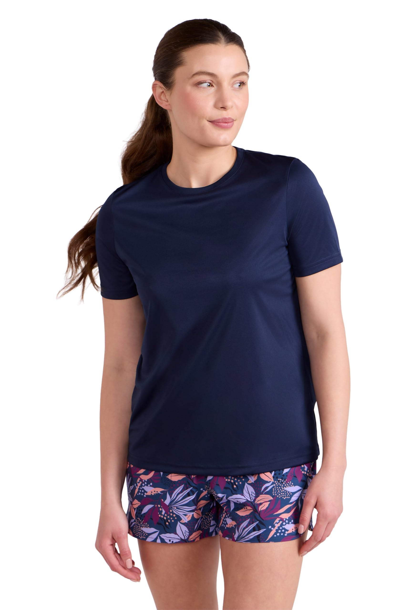 Mountain Warehouse Women's Navy Swimming T-Shirt - Lightweight & Quick Dry Rash Vest With Uv Protect Max, Moisture Wicking - Spring Summer, Beach, Water Sports, Swim 10