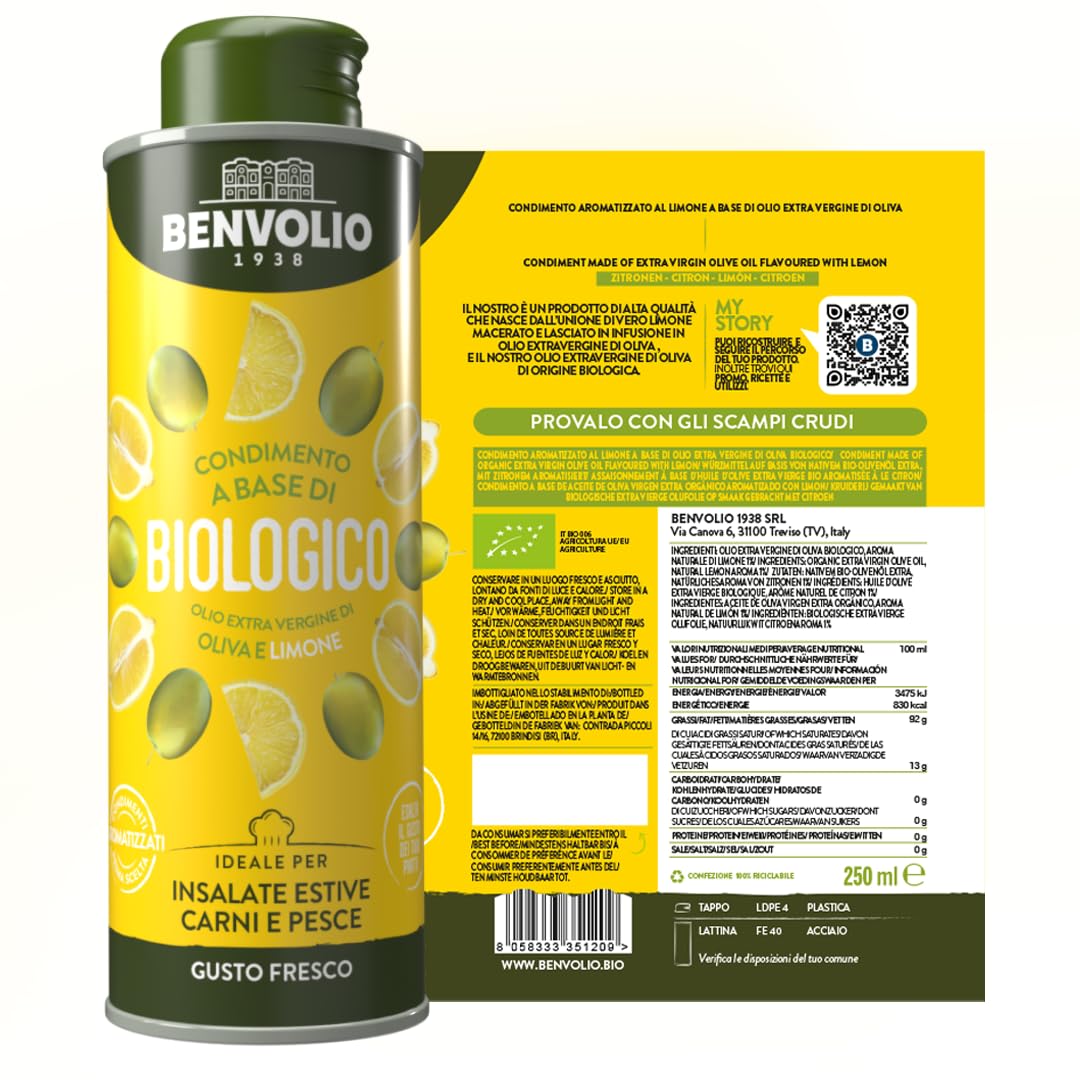 BENVOLIO - Huiles d'liOve Extra Vierges Aromatisées Biologiques | 250 ml | (Citron) - 2